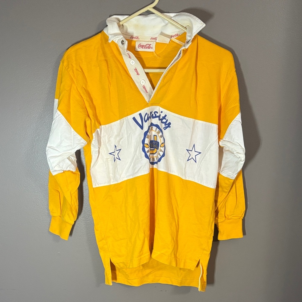 Coca Cola Kids Varsity Long Sleeve Shirt - Yellow and White